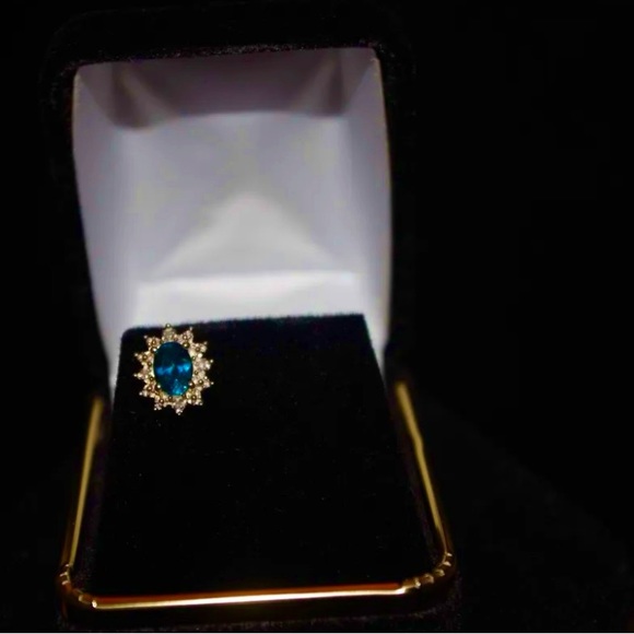 925 SILVER/DIAMONDS/BLUE TOPAZ SINGLE EARRING "STUNNING" - Picture 3 of 5